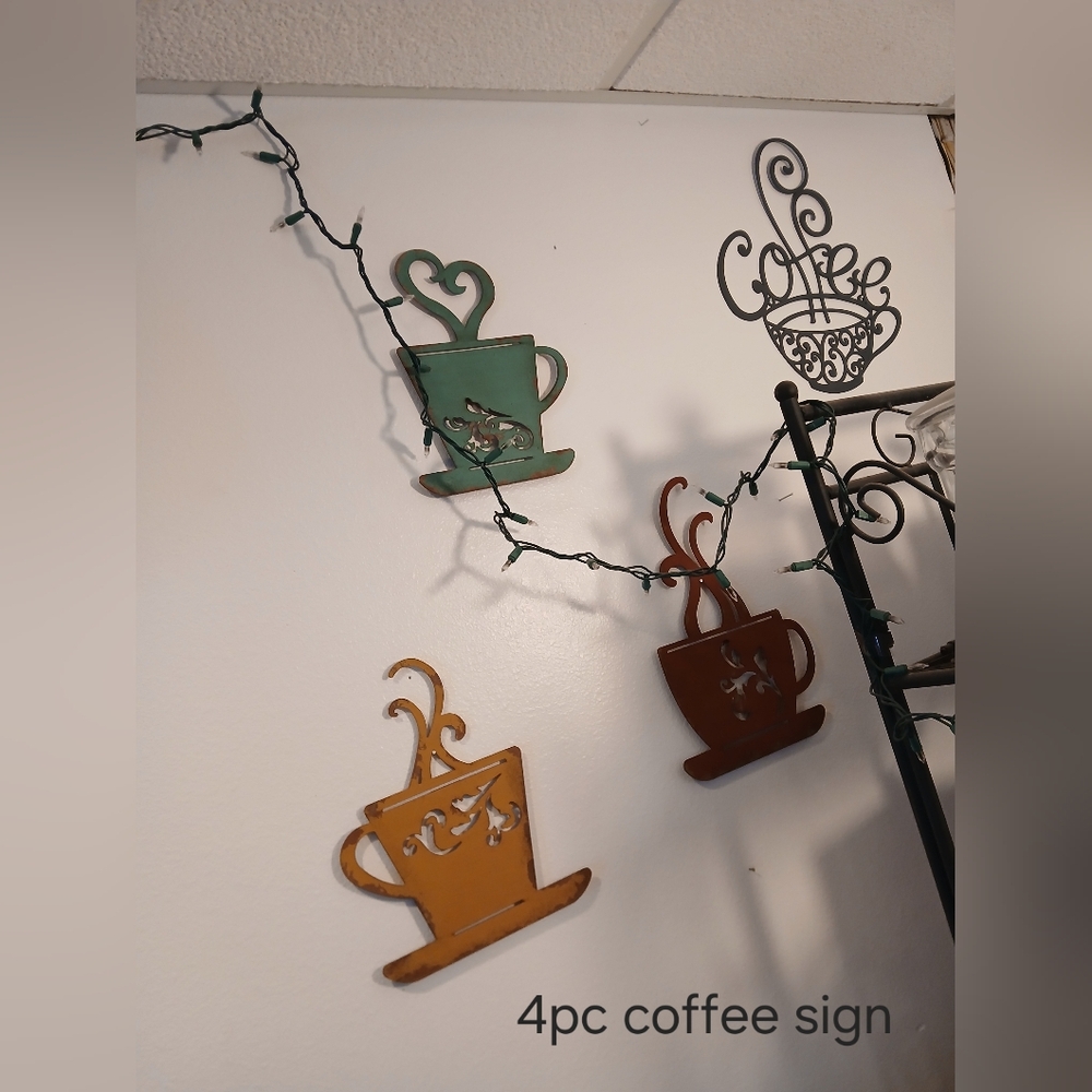 4 pc coffee sign set
